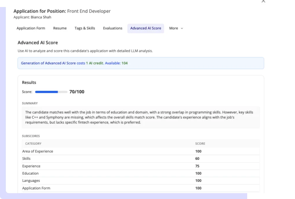 Make final decisions with Advanced AI Score