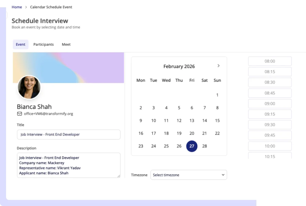 Schedule interviews seamlessly